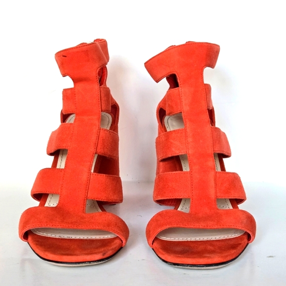 Prada RED suede, gladiator, block heel sandals.  Size 36.5 - Picture 2 of 7